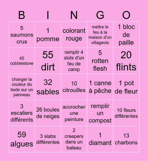 bingo équipe cunty Bingo Card