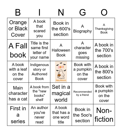 ENSA FAll Book Bingo Card