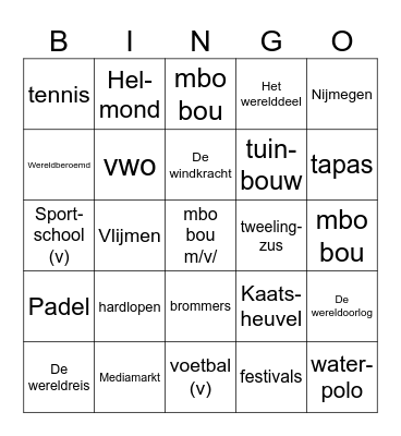 Woordenschat Bingo Card