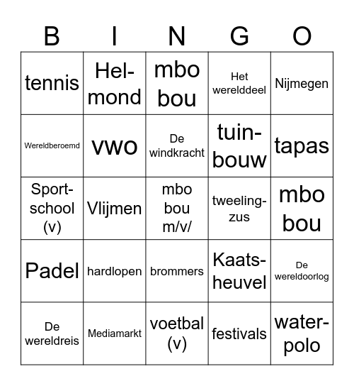 Woordenschat Bingo Card