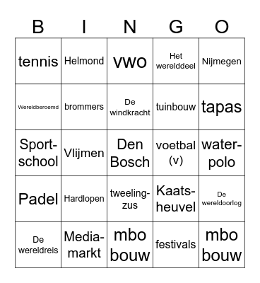 Woordenschat Bingo Card