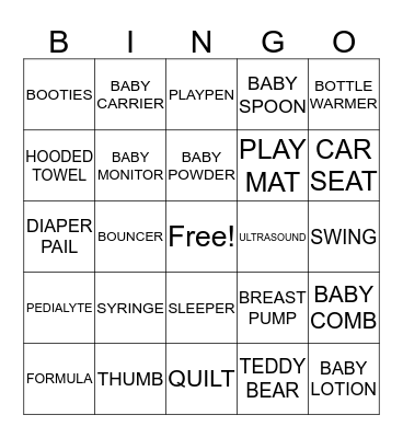 BABY SHOWER BINGO Card
