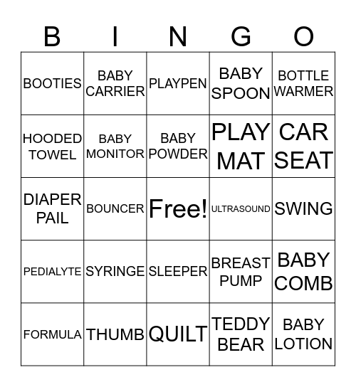 BABY SHOWER BINGO Card