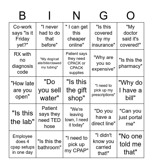 Things We Hear & See Bingo Card