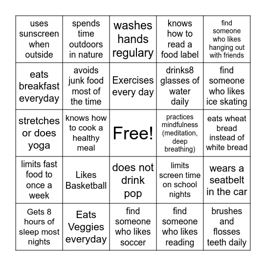 Find Someone Who.. Bingo Card