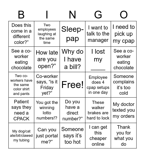 “Things We Hear & See” Bingo Card