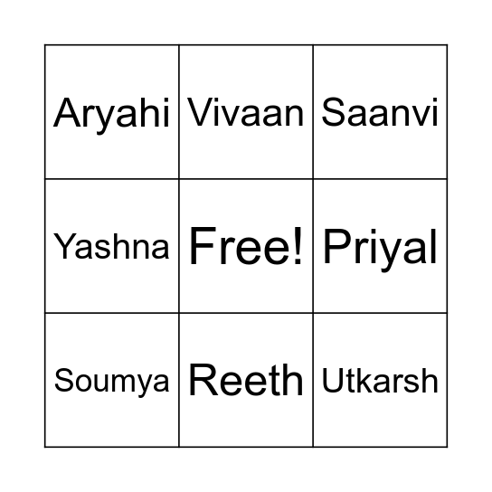 guess the student :) Bingo Card