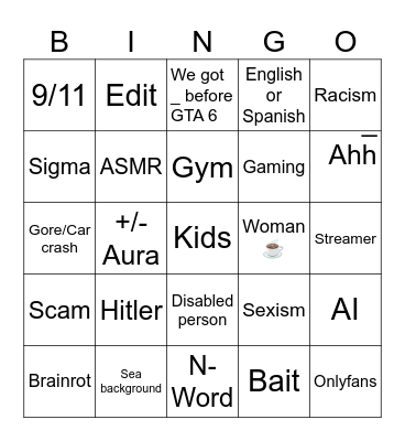 Instagram Bingo Card