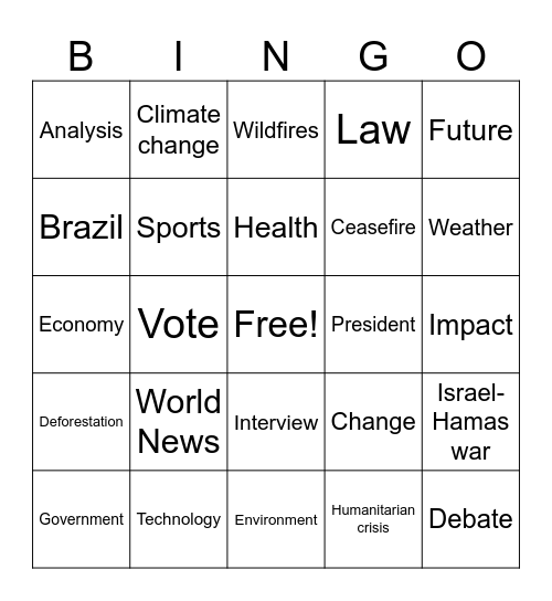 CNN 10 Bingo Card