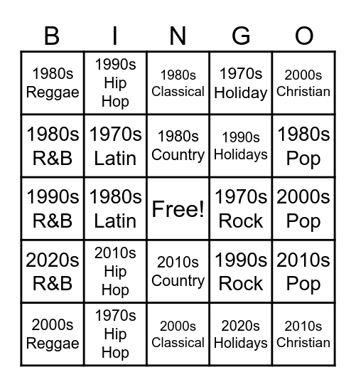 Music Theory Bingo Card