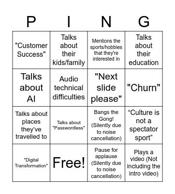 Weekly Sync Pingo Bingo Card