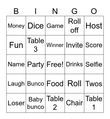 BUNCO BINGO Card