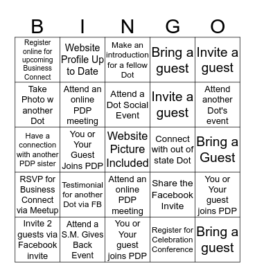 PDP South Metro BINGO Card