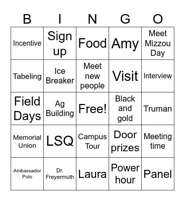 AMBASSADOR BINGO Card