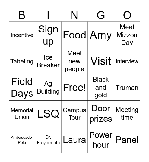 AMBASSADOR BINGO Card