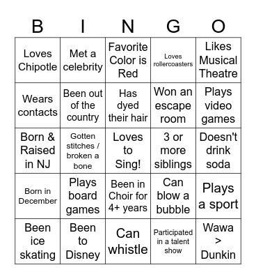 Mr. Noa Bingo Card