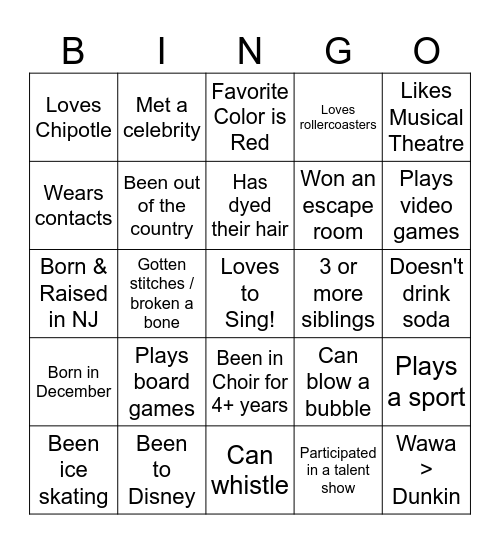 Mr. Noa Bingo Card