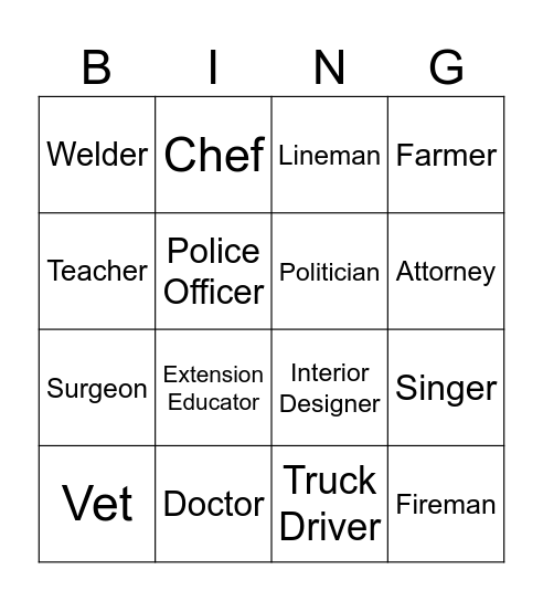 Career BINGO Card