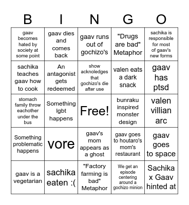 Kamen Rider Gaav Bingo Card