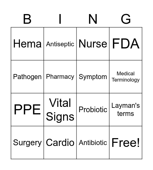 HOSA Day Bingo Card