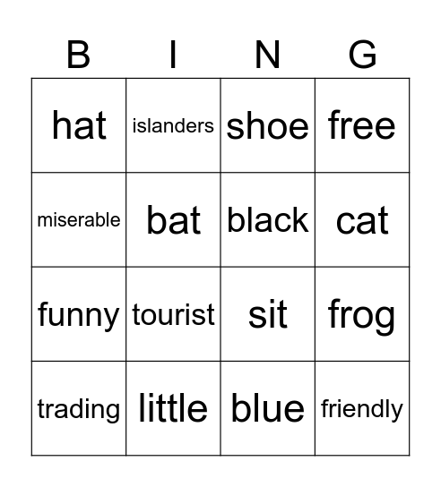 Multisyllabic Words Bingo Card