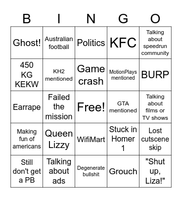 LiquidWiFi stream Bingo Card