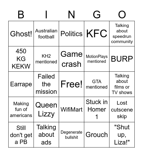 LiquidWiFi stream Bingo Card