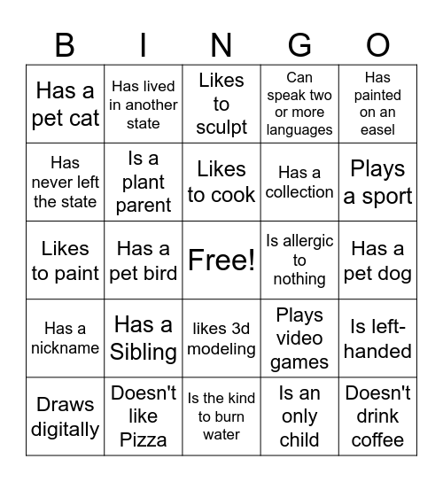 Meet the Club Bingo Card