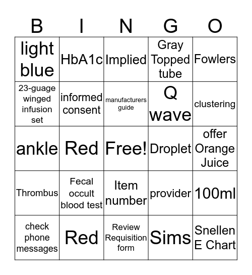 Review Bingo Card