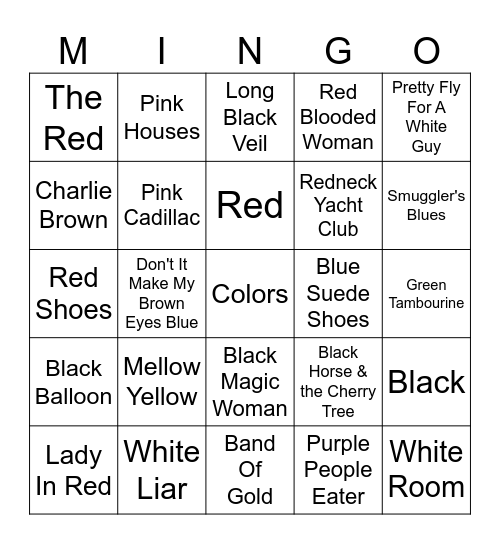 Colors Bingo Card