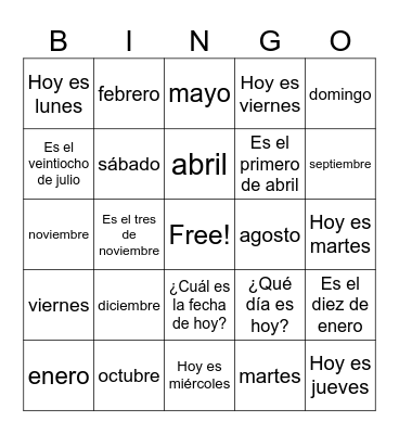 Exploratory Unit 2 fechas Bingo Card