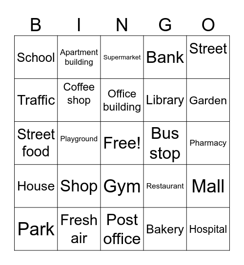 NEIGHBORHOOD Bingo Card