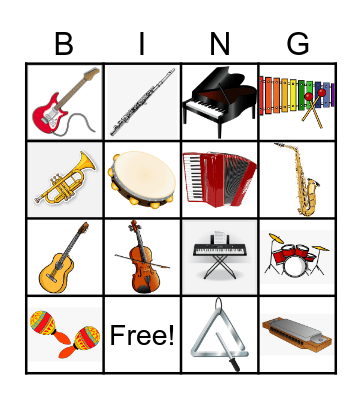 Musical Instruments Bingo Card