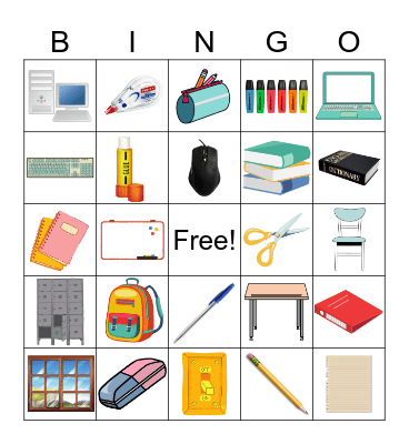 School Supplies Bingo Card