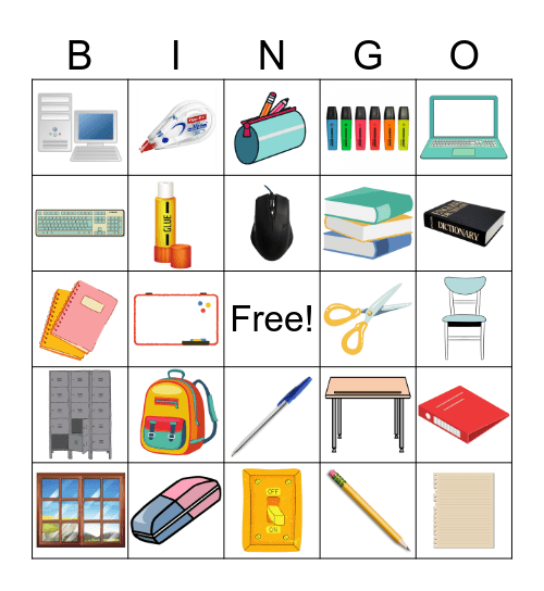 School Supplies Bingo Card