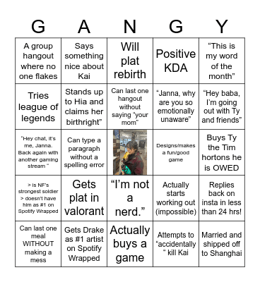 Janna 2024 Bingo Card