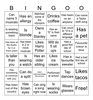 FIND A FRIEND WHO Bingo Card