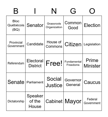 CIVICS Bingo Card