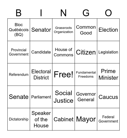 CIVICS Bingo Card