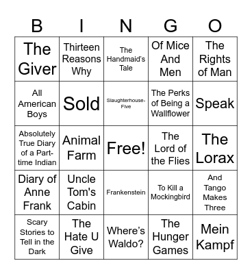 Banned Books Bingo Card