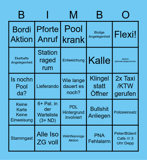 Ufnahme Bingo! 2.0 Bingo Card