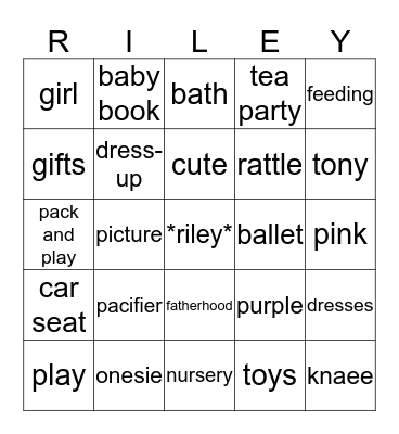 Baby Shower Bingo Card