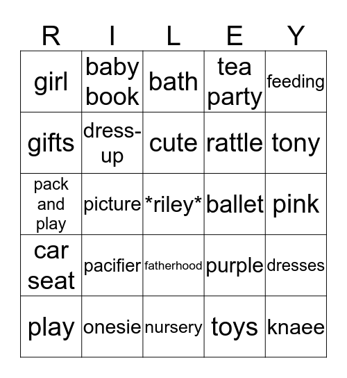 Baby Shower Bingo Card