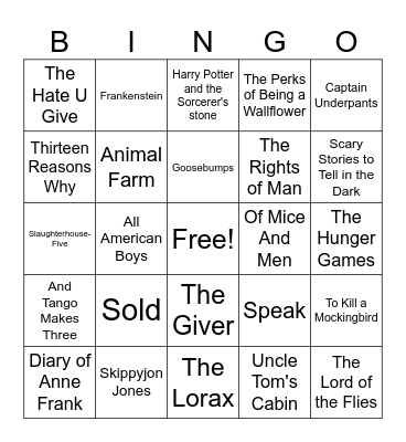 Banned Books Bingo Card