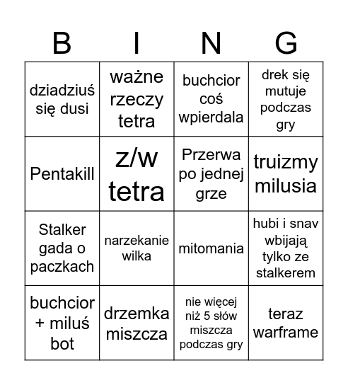 Discordowe Bingo Card