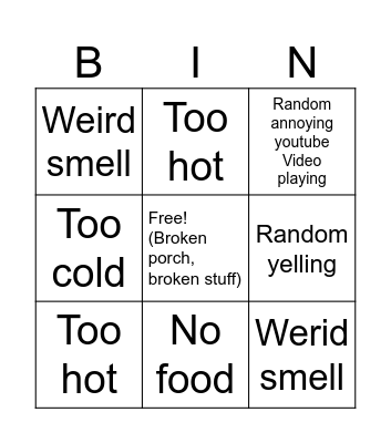 Mom's house Bingo Card