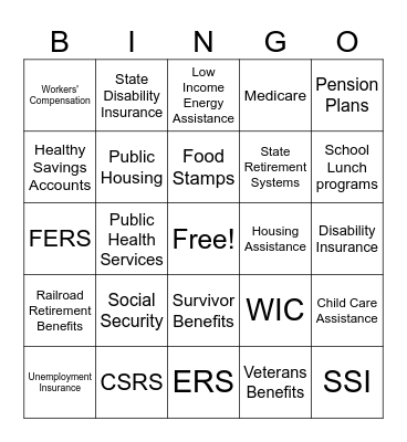 Contributory Vs Non- Contributory Bingo Card