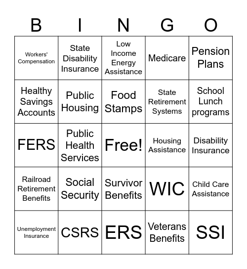 Contributory Vs Non- Contributory Bingo Card