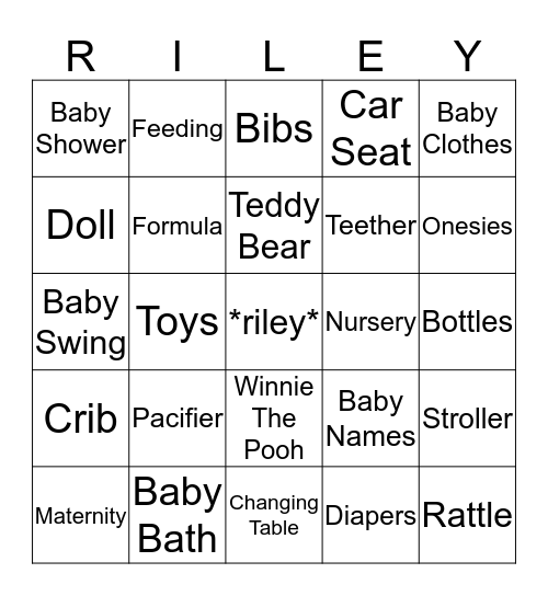 Baby Shower Bingo Card