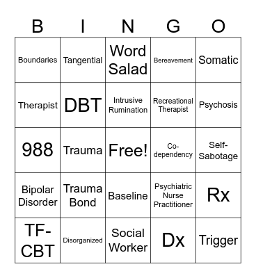 Psych Vocab Bingo Card